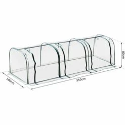 Outsunny Serre De Jardin Tunnel 3,5L X 1l X 0,8H M 3 Portes Zippées Bâche PVC Transparent Métal époxy Vert - Transparent -Protection Pour Végétaux Soldes 10986179 3