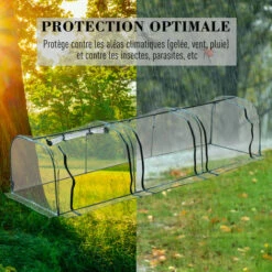 Outsunny Serre De Jardin Tunnel 3,5L X 1l X 0,8H M 3 Portes Zippées Bâche PVC Transparent Métal époxy Vert - Transparent -Protection Pour Végétaux Soldes 10986179 4