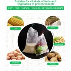 LangRay 50 PCS Sac De Protection Fruit Sac Maille Contre Les Insectes Sac De Protection Plante Avec Cordon De Serrage Sacs En Filet Anti-Insectes Sac à Insectes 20*30cm Pour Raisins, Pommes, Oiseaux -Protection Pour Végétaux Soldes 36154843 4