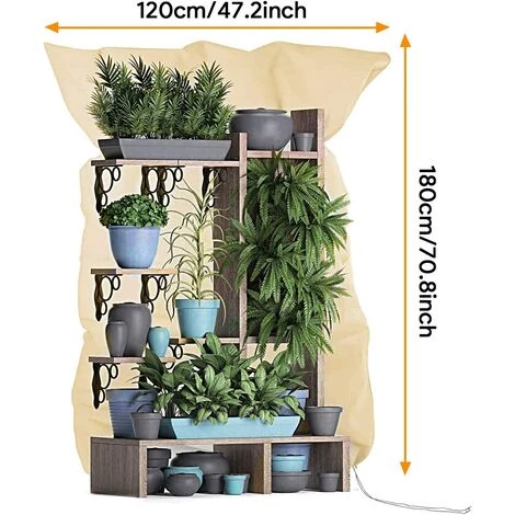 TRIOMPHE Housse D'hivernage Pour Plante, Housse De Protection Pour Plantes Ajustable Avec Cordon De Serrage à Glissière, Anti-Givre Réutilisable Sac De Protection Des Plantes, 180 X 120 Cm, Beige 5 TRIOMPHE Housse D'hivernage Pour Plante, Housse De Protection Pour Plantes Ajustable Avec Cordon De Serrage à Glissière, Anti-Givre Réutilisable Sac De Protection Des Plantes, 180 X 120 Cm, Beige – Image 3