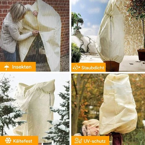 TRIOMPHE Housse D'hivernage Pour Plante, Housse De Protection Pour Plantes Ajustable Avec Cordon De Serrage à Glissière, Anti-Givre Réutilisable Sac De Protection Des Plantes, 180 X 120 Cm, Beige 6 TRIOMPHE Housse D'hivernage Pour Plante, Housse De Protection Pour Plantes Ajustable Avec Cordon De Serrage à Glissière, Anti-Givre Réutilisable Sac De Protection Des Plantes, 180 X 120 Cm, Beige – Image 4