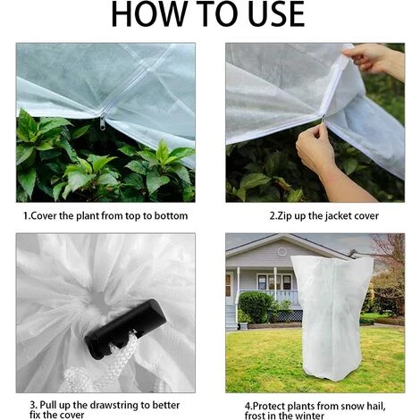 VERSAILLESFR Housse De Protection Pour Plante, Housses Hivernage Jardin Plante Fruits Protection Sac - Protège Du Froid Vos Végétaux Ajustable Avec Cordon De Serrage à Glissière, 1.2 X 1.8M 7 VERSAILLESFR Housse De Protection Pour Plante, Housses Hivernage Jardin Plante Fruits Protection Sac - Protège Du Froid Vos Végétaux Ajustable Avec Cordon De Serrage à Glissière, 1.2 X 1.8M – Image 5
