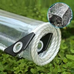 PERLE RARE Bâche Transparente Imper Tissu De Film De Feuille De Bâche De Jardin PE Avec/Oeillets Et Lanière Heavy Duty/Anti Gel/Anti-UV/Windproof Plant Isolation Canopy Cover For Greenhouse（0.9*0.9m)