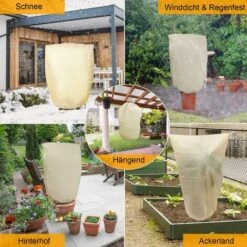 TANABATA Housse D'hivernage,Housse De Protection Pour Plantes,Plante Housse D'hivernage Réutilisable,Voile Hivernage,Convient Pour La Protection Des Plantes En Extérieur En Hiver,180 X 120 Cm,Beige -Protection Pour Végétaux Soldes 42414598 4