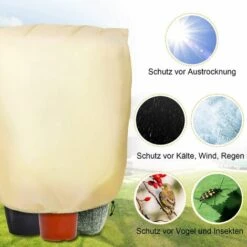 TANABATA Housse D'hivernage,Housse De Protection Pour Plantes,Plante Housse D'hivernage Réutilisable,Voile Hivernage,Convient Pour La Protection Des Plantes En Extérieur En Hiver,180 X 120 Cm,Beige -Protection Pour Végétaux Soldes 42414598 5