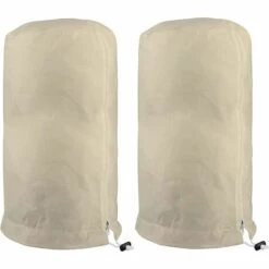 Voile D'hivernage Plante, Voile Hivernage Olivier, Voile Dhivernage Arbre, Housse De Protection Tomate Citronnier, Housse Hivernage Pour Plantes Sac Vegetaux Jardin Tissu Non Tissé (80×100cm, Beige*2) GrooFoo