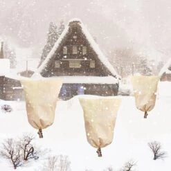 Housse De Protection Contre Le Gel Pour Plantes D'hiver - Avec Cordon De Serrage - En Polaire, Résistante Aux Déchirures - 80 X 60cm,Beige GrooFoo -Protection Pour Végétaux Soldes 43744650 4