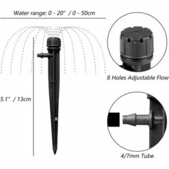 ALMI Goutteurs D'irrigation, 8 Trous Système D'arrosage Réglable, Connecteur Pour Tuyau De 4mm/7mm, Pour Jardin/Paysage/Plate-Bande/Patio/Gazon/Serre/Bricolage DIY, 20 Morceaux -Protection Pour Végétaux Soldes 44807148 3