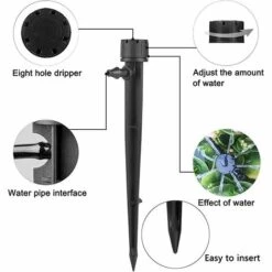 ALMI Goutteurs D'irrigation, 8 Trous Système D'arrosage Réglable, Connecteur Pour Tuyau De 4mm/7mm, Pour Jardin/Paysage/Plate-Bande/Patio/Gazon/Serre/Bricolage DIY, 20 Morceaux -Protection Pour Végétaux Soldes 44807148 4