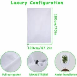 ILOVEMILAN Protection Plantes Housse D'hivernage Plante, Protection Voile Hivernage Avec Fermeture Éclair Pour Les Arbres, Les Palmiers, D'extérieures à Utiliser En Hiver Sac Vegetaux Jardin (120*180) -Protection Pour Végétaux Soldes 48882588 3
