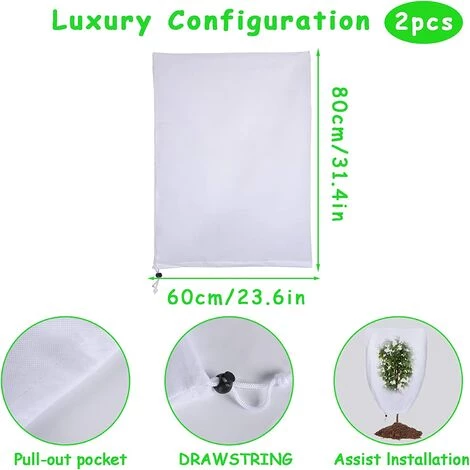ILOVEMILAN Protection Plantes Housse D'hivernage Plante, Protection Voile Hivernage Avec Fermeture Éclair Pour Les Arbres, Les Palmiers, D'extérieures à Utiliser En Hiver Sac Vegetaux Jardin 2 PCS(60 * 80) 4 ILOVEMILAN Protection Plantes Housse D'hivernage Plante, Protection Voile Hivernage Avec Fermeture Éclair Pour Les Arbres, Les Palmiers, D'extérieures à Utiliser En Hiver Sac Vegetaux Jardin 2 PCS(60 * 80) – Image 2