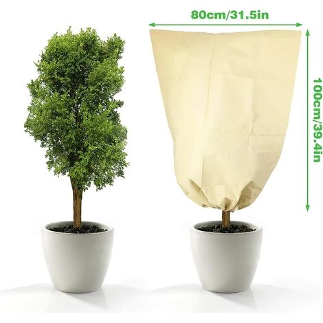 ILOVEMILAN Housse De Protection Contre Le Gel Pour Plantes D'hiver Avec Cordon De Serrage En Polaire, Résistante Aux Déchirures 100 X80cm Beige 5 ILOVEMILAN Housse De Protection Contre Le Gel Pour Plantes D'hiver Avec Cordon De Serrage En Polaire, Résistante Aux Déchirures 100 X80cm Beige – Image 3