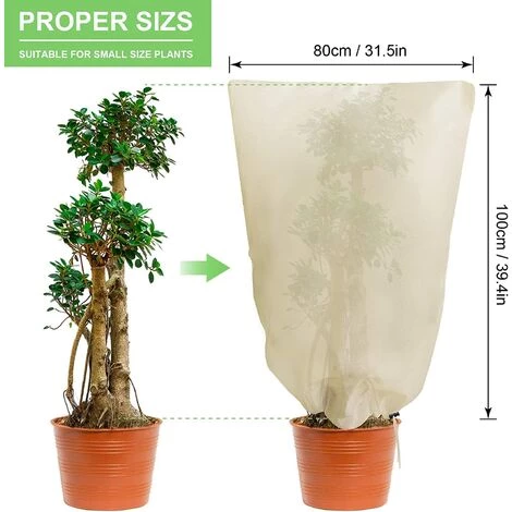 Housse De Protection Contre Le Gel Pour Plantes D'hiver - Avec Cordon De Serrage - En Polaire, Résistante Aux Déchirures - Beige - 80 X 100 Cm GROOFOO 7 Housse De Protection Contre Le Gel Pour Plantes D'hiver - Avec Cordon De Serrage - En Polaire, Résistante Aux Déchirures - Beige - 80 X 100 Cm GROOFOO – Image 5
