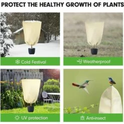 Housse Hivernage Plante, Housses De Protection Pour Plantes Avec Ajustable Cordon De Serrage, Réutilisable Voile Hivernage Plante Protection Contre Le Gel Des Palmier Et Olivier, 80 X 60 Cm Beige,Starlight 10 Housse Hivernage Plante, Housses De Protection Pour Plantes Avec Ajustable Cordon De Serrage, Réutilisable Voile Hivernage Plante Protection Contre Le Gel Des Palmier Et Olivier, 80 X 60 Cm Beige,Starlight -Protection Pour Végétaux Soldes 51474988 4