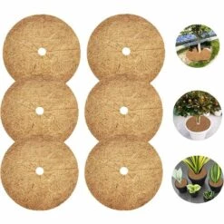 6 Pièces Tapis Coco Plante, Disque Coco, Disque De Paillage Coco, Protection D'hiver Pour Plantes En Pot, Protéger Les Racines Des Plantes En Pot Du Gel (20cm),Starlight