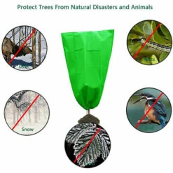 LITZEE 3Pcs Couverture Végétale De Protection Antigel Veste Polaire Jardin Couverture Warming Sac Sac À Cordonnet Pour La Taille Haies Arbres Fleurs Arbustes Ensemble , 0.6X0.8m, Vert -Protection Pour Végétaux Soldes 51555634 2