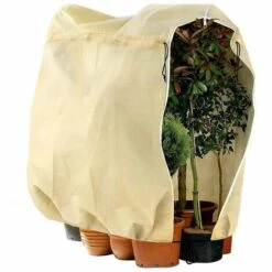 DECKON Housse D'hivernage Pour Plante, Housse De Protection Pour Plantes Ajustable Avec Cordon De Serrage à Glissière, Anti-Givre Réutilisable Sac De Protection Des Plantes, 180 X 120 Cm, Beige
