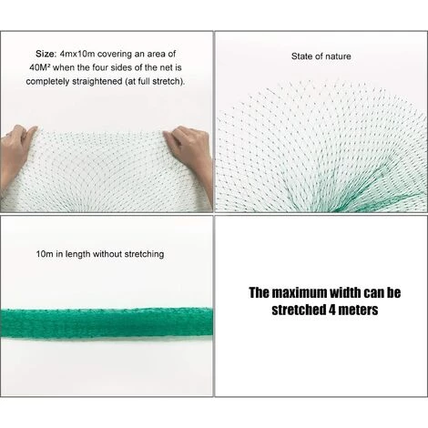 CHANCEY Filet Anti Oiseaux Filets Pour Jardin Protecteur Maille Filet De Protection Filet De Volière Vert Pour Plantes Florales (Vert)SEMAket,4*10m 4 CHANCEY Filet Anti Oiseaux Filets Pour Jardin Protecteur Maille Filet De Protection Filet De Volière Vert Pour Plantes Florales (Vert)SEMAket,4*10m – Image 2