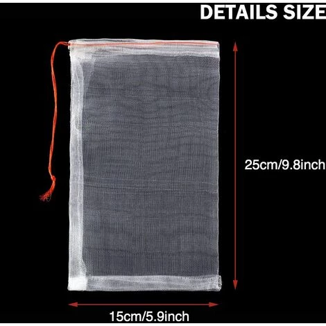 CHANCEY 100Pcs Fruits Sac De Protection Jardin Maille Sac GuêPe Protection Organza Sac Avec Cordon De Serrage Pour ProtéGer Contre Le Vinaigre De Cerise Mouche GuêPe Nourrir Les Oiseaux Insectes 25X15cm,,SEMAket,blanc 4 CHANCEY 100Pcs Fruits Sac De Protection Jardin Maille Sac GuêPe Protection Organza Sac Avec Cordon De Serrage Pour ProtéGer Contre Le Vinaigre De Cerise Mouche GuêPe Nourrir Les Oiseaux Insectes 25X15cm,,SEMAket,blanc – Image 2