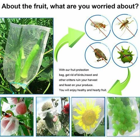CHANCEY 100Pcs Fruits Sac De Protection Jardin Maille Sac GuêPe Protection Organza Sac Avec Cordon De Serrage Pour ProtéGer Contre Le Vinaigre De Cerise Mouche GuêPe Nourrir Les Oiseaux Insectes 25X15cm,,SEMAket,blanc 7 CHANCEY 100Pcs Fruits Sac De Protection Jardin Maille Sac GuêPe Protection Organza Sac Avec Cordon De Serrage Pour ProtéGer Contre Le Vinaigre De Cerise Mouche GuêPe Nourrir Les Oiseaux Insectes 25X15cm,,SEMAket,blanc – Image 5