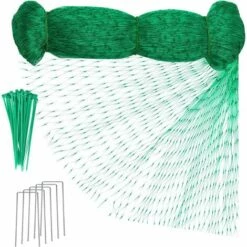 AIDUCHO 2m X 15m Filet Anti Oiseaux Filet De Protection Jardin Filet Potager Arbre Fruitier Avec 10 Piquets De Jardin En Forme De U Et 30 Attaches De Câble Pour Plante Potager Bassin De Jardin