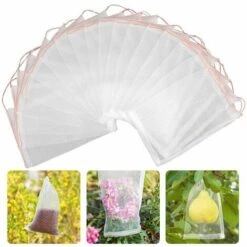 50Pcs Fruits Sac De Protection Jardin Maille Sac GuêPe Protection Organza Sac Avec Cordon De Serrage Pour ProtéGer Contre Le Vinaigre De Cerise Mouche GuêPe Nourrir Les Oiseaux Insectes 25X15cm Filet Anti-oiseaux Et Anti-insectes LITZEE