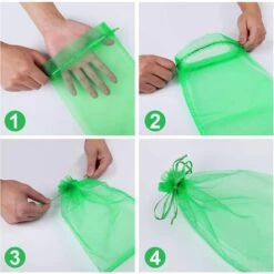 MACARON Sac Protection Fruits 100 Pièces, Sachet Protection Raisin 20x 30cm Jardin Sac Organza Avec Cordon Contre Guêpe Drosophile Scarabées Oiseaux (Vert)LO-Ron -Protection Pour Végétaux Soldes 57779719 3