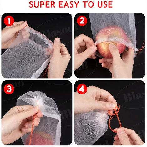 FR-LIFE 50Pcs Fruits Sac De Protection Jardin Maille Sac GuêPe Protection Organza Sac Avec Cordon De Serrage Pour ProtéGer Contre Le Vinaigre De Cerise Mouche GuêPe Nourrir Les Oiseaux Insectes 25X15cm, BR-Vie 6 FR-LIFE 50Pcs Fruits Sac De Protection Jardin Maille Sac GuêPe Protection Organza Sac Avec Cordon De Serrage Pour ProtéGer Contre Le Vinaigre De Cerise Mouche GuêPe Nourrir Les Oiseaux Insectes 25X15cm, BR-Vie – Image 4