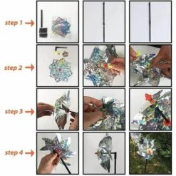 PREMIER Oiseaux Decoration Jardin Pic Anti Pigeon Dissuasion Anti-Oiseaux Réfléchissant Pour Moulin à Vent Réfléchissant Pour Protéger Le Jardin, Verger Et Cour Intérieure (Lot De 4) -Protection Pour Végétaux Soldes 60531387 2