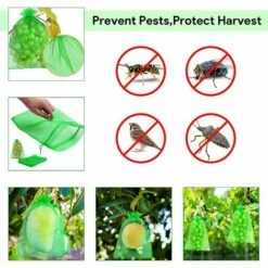 FLYME Sac Protection Fruits 100 Pièces, Sachet Protection Raisin 20x 30cm Jardin Sac Organza Avec Cordon Contre Guêpe Drosophile Scarabées Oiseaux (Vert) -Protection Pour Végétaux Soldes 60690884 2