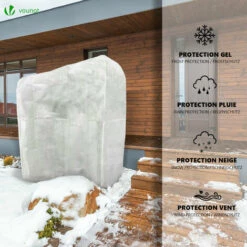 VOUNOT Housse D'Hivernage Plante Avec Cordon Et Zipper Polypropylème 150g/m² 250x360cm Blanc -Protection Pour Végétaux Soldes 61326460 3