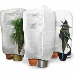 VOUNOT Lot De 3 Housse Hivernage Plante Avec Cordon Et Zipper Polypropylème 80g/m² 120x180cm Blanc