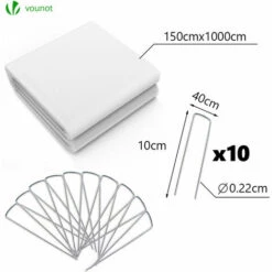 VOUNOT Voile D’hivernage En Polypropylème 50g/m² 1.5x10m Avec Piquets Blanc 11 VOUNOT Voile D’hivernage En Polypropylème 50g/m² 1.5x10m Avec Piquets Blanc -Protection Pour Végétaux Soldes 61326483 5