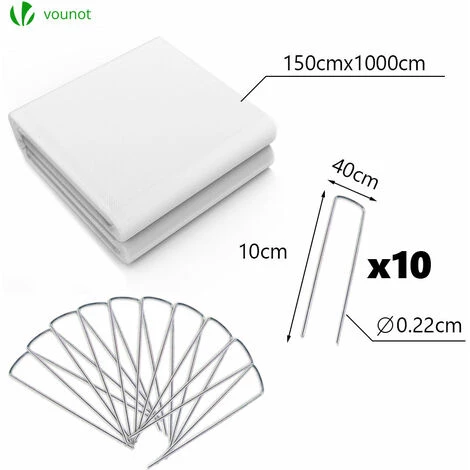 VOUNOT Voile D’hivernage En Polypropylème 50g/m² 1.5x10m Avec Piquets Blanc 7 VOUNOT Voile D’hivernage En Polypropylème 50g/m² 1.5x10m Avec Piquets Blanc – Image 5