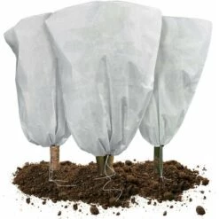 VOUNOT Lot De 3 Housse Hivernage Plante Avec Cordon Polypropylème 80g/m² 80x100cm Blanc