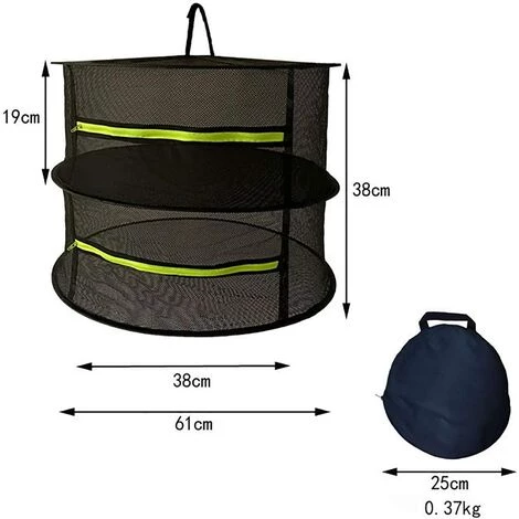 GRID COOL Filet De Séchage Avec Fermeture éclair 2 Couches Pliable 61 Cm X 61 Cm X 38 Cm Noir Pour Le Séchage Des Légumes, De La Viande, Des Herbes, Du Poisson, Etc. 4 GRID COOL Filet De Séchage Avec Fermeture éclair 2 Couches Pliable 61 Cm X 61 Cm X 38 Cm Noir Pour Le Séchage Des Légumes, De La Viande, Des Herbes, Du Poisson, Etc. – Image 2
