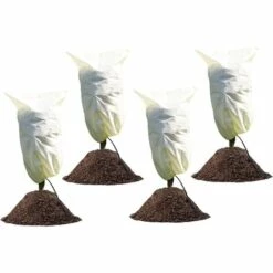 MEZHENG 4 Pcs Hivernage Plante,100 X 80 Cm, Housse Hivernage Pour Plantes, Voile Dhivernage, Housse D’Hivernage Arbre, Housse Hivernage Palmier Con Ajustable Avec Cordon De Serrage