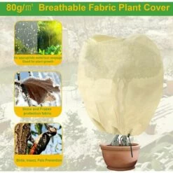 SINCèREETALI Lot De 2 Bâches De Protection Des Plantes, Bâche D'Hiver Economique Grande Capacité (Beige) - 60 X 80 Cm -Protection Pour Végétaux Soldes 63820119 3