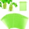 HAZEL Sac Protection Fruits 60 Pièces, Sachet Protection Raisin 20x 30cm Jardin Sac Organza Avec Cordon Contre Guêpe Drosophile Scarabées Oiseaux (Vert Mousse) -Protection Pour Végétaux Soldes 64197921 1
