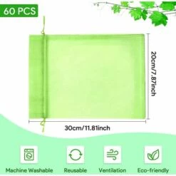 HAZEL Sac Protection Fruits 60 Pièces, Sachet Protection Raisin 20x 30cm Jardin Sac Organza Avec Cordon Contre Guêpe Drosophile Scarabées Oiseaux (Vert Mousse) 8 HAZEL Sac Protection Fruits 60 Pièces, Sachet Protection Raisin 20x 30cm Jardin Sac Organza Avec Cordon Contre Guêpe Drosophile Scarabées Oiseaux (Vert Mousse) -Protection Pour Végétaux Soldes 64197921 2