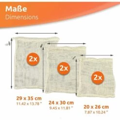 Sac Pour Fruits Et Légumes, 6 Pcs. En 3 Tailles, Filet à Provisions Réutilisable, Sachet En Coton, Sac à Pain Sans Plastique, Lavable Ephé -Protection Pour Végétaux Soldes 64316578 2