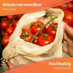 Sac Pour Fruits Et Légumes, 6 Pcs. En 3 Tailles, Filet à Provisions Réutilisable, Sachet En Coton, Sac à Pain Sans Plastique, Lavable Ephé -Protection Pour Végétaux Soldes 64316578 5