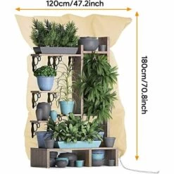 BET Housse D'hivernage Pour Plante, Housse De Protection Pour Plantes Ajustable Avec Cordon De Serrage à Glissière, Anti-Givre Réutilisable Sac De Protection Des Plantes, 180 X 120 Cm, Beige 56Vingt -Protection Pour Végétaux Soldes 64940728 3