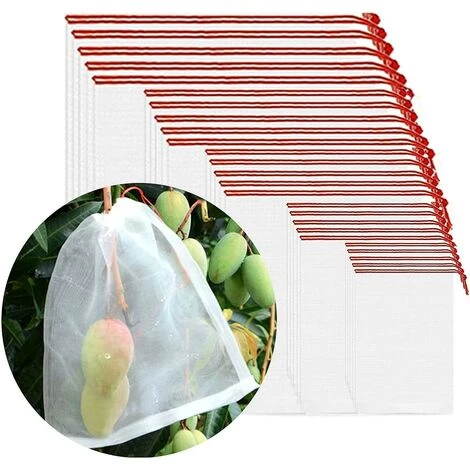 DONTODENT 50 Pices Sac De Protection Des Fruits De Raisin, Sac En Organza Sacs En Maille De Fruits Réutilisables Avec Sacs De Rangement à Cordon 3 DONTODENT 50 Pices Sac De Protection Des Fruits De Raisin, Sac En Organza Sacs En Maille De Fruits Réutilisables Avec Sacs De Rangement à Cordon