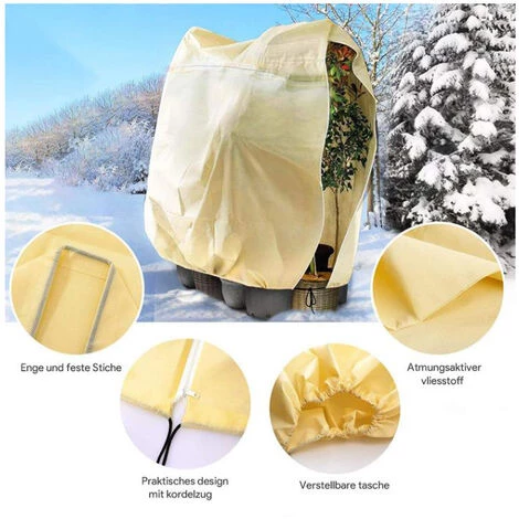 GALOZZOIT Couvertures De Protection Contre Le Gel Des Plantes, Couverture De Protection Des Plantes En Polaire D'hiver Pour Fleurs, Arbustes——80*120cm Boucle Cordon Beige 5 GALOZZOIT Couvertures De Protection Contre Le Gel Des Plantes, Couverture De Protection Des Plantes En Polaire D'hiver Pour Fleurs, Arbustes——80*120cm Boucle Cordon Beige – Image 3