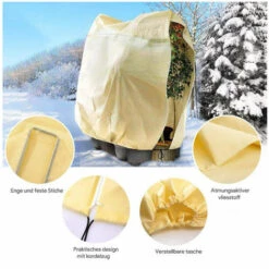 GALOZZOIT Couvertures De Protection Contre Le Gel Des Plantes, Couverture De Protection Des Plantes En Polaire D'hiver Pour Fleurs, Arbustes——60*80cm Boucle Cordon Beige -Protection Pour Végétaux Soldes 65486411 3