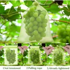 PERLE RARE Sac De Protection Grape Bunch, 120 Pièces 3 Tailles Sac De Protection De Fruits, Sac En Organza Avec Cordon De Serrage Pour Garder Les Guêpes Et Autres Insectes à L'extérieur -Protection Pour Végétaux Soldes 65619966 3