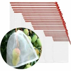THSINDE 50pcs Sacs De Protection De Fruits De Raisin, Sacs En Organza Sacs En Filet De Fruits Recyclables Avec Sacs De Rangement à Cordon