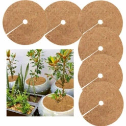 OSQI 6 Pièces Disque De Paillage,Protection D'hiver Pour Plantes En Pot,Plantes Protection Tapis,Biodégradable Tapis De Coco Plantes Pour Le Jardinage,20cm