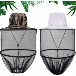 2 Pcs Chapeau De Filet De Tête De Moustique, Chapeau De Masque Anti-Moustique Extérieur, Chapeau De Maille Apicole Anti-Moustiques Anti-ultraviolets Pliable Avec Maille Cachée 13Treize